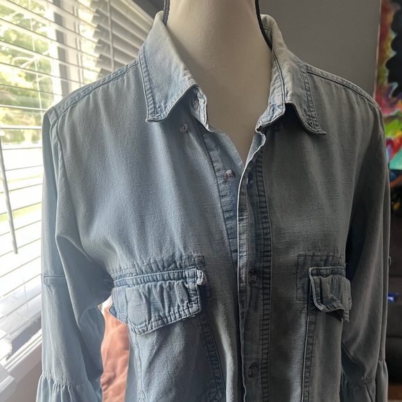Faded Glory Denim Cropped Blouse - Picture 7 of 8